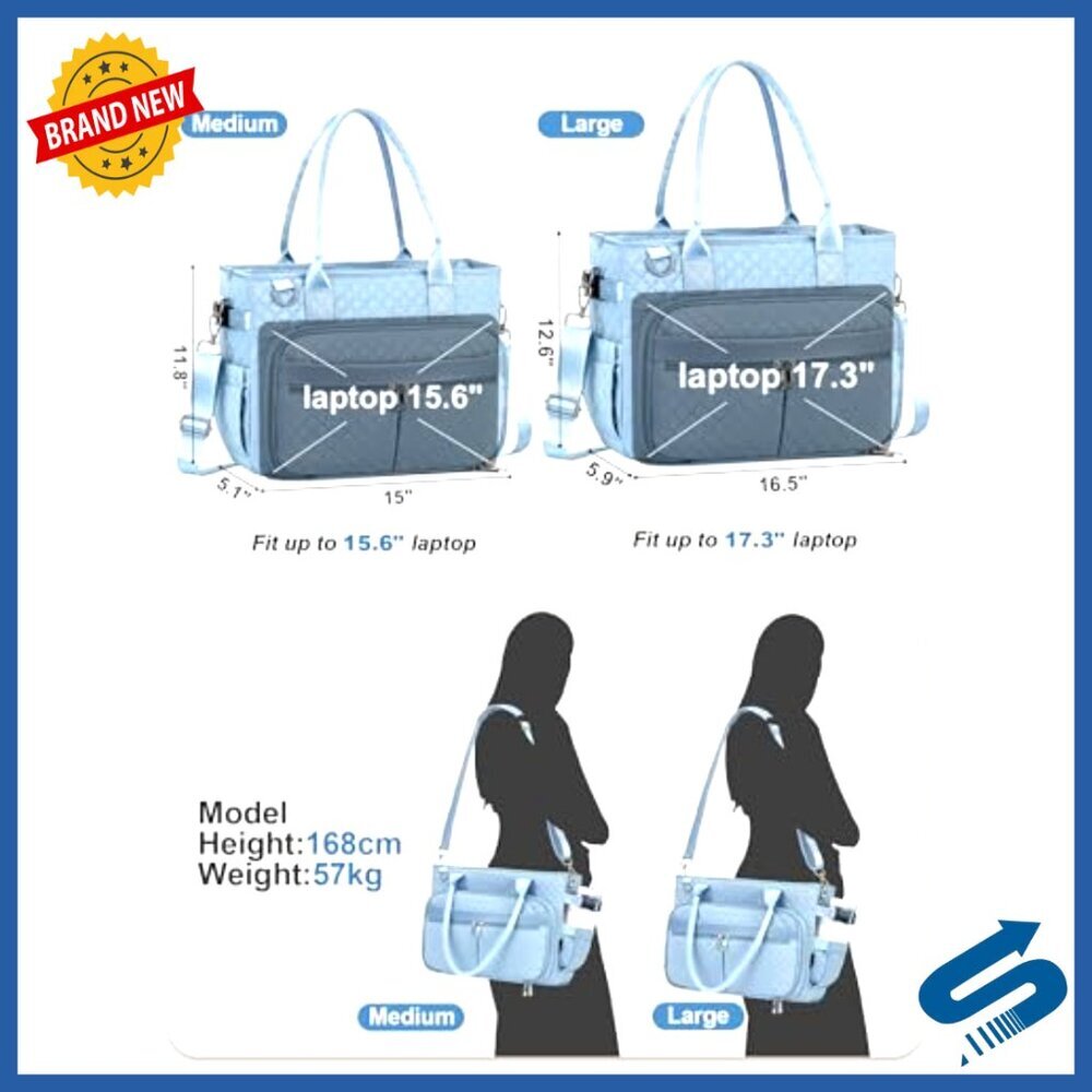 Large Tote Bag with Laptop Compartment Multiple Pockets Work Travel Organizer - Picture 6 of 7